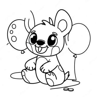 Halaman Mewarna Stitch Gembira Dengan Belon 89550-29761