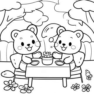 Halaman Mewarna Calico Critters Yang Gembira Di Piknik 89785 29950