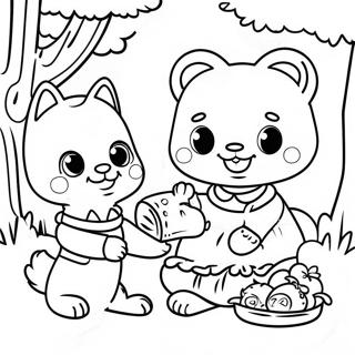 Halaman Mewarna Calico Critters Yang Gembira Di Piknik 89785 29951
