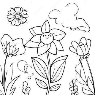 Taman Bunga Cerah Cat Air Halaman Mewarna 90068-30171