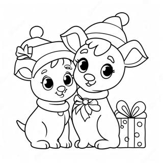 Halaman Mewarna Haiwan Peliharaan Elf Ceria Dengan Hadiah Krismas 90171 30245