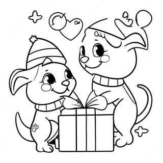 Halaman Mewarna Haiwan Peliharaan Elf Ceria Dengan Hadiah Krismas 90171 30246