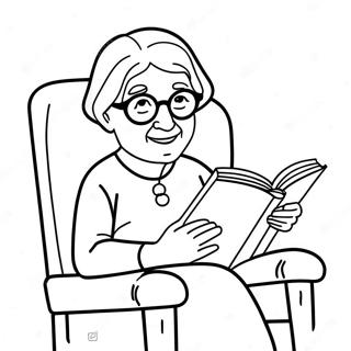 Halaman Mewarna Nenek Membaca Buku 90405 30427