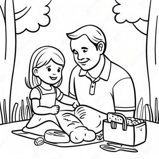 Halaman Mewarna Piknik Anak Perempuan Dan Bapa Yang Menawan 90458-30469