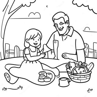 Halaman Mewarna Piknik Anak Perempuan Dan Bapa Yang Menawan 90458-30471