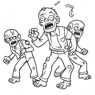 Halaman Mewarna Watak Zombie Dalam Aksi 90636-30597