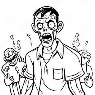 Halaman Mewarna Watak Zombie Dalam Aksi 90636-30599