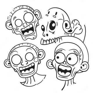 Halaman Mewarna Muka Zombie Lucu 90638-30606