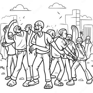 Halaman Mewarna Adegan Zombie Apocalypse 90639 30609