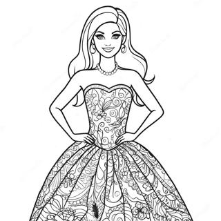 Halaman Mewarna Barbie Dalam Pakaian Berkilau 90865-30780