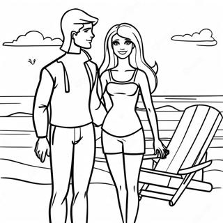 Halaman Mewarna Barbie Dan Ken Di Pantai 90866-30784