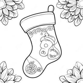 Halaman Mewarna Stoking Krismas Dihias 91434 31299