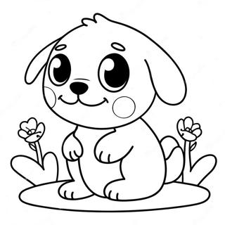 Halaman Mewarna Anak Anjing Kawaii Yang Gembira Bermain 91915 31669