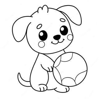 Halaman Mewarna Anjing Kawaii Yang Comel Dengan Bola 91916 31676