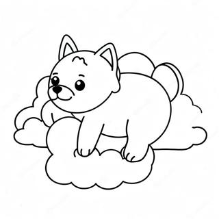 Halaman Mewarna Anjing Kawaii Yang Mengantuk Di Awan 91917 31678