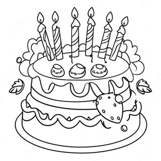 Halaman Mewarna Kek Selamat Hari Lahir Elegan 91991 31727