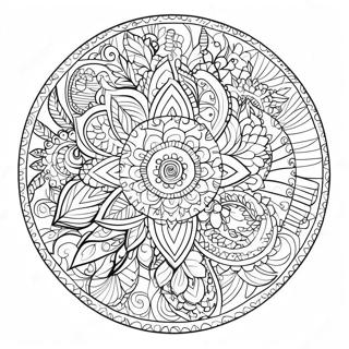 Halaman Mewarna Bentuk Rangoli Geometri 92171 31876