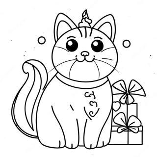 Halaman Mewarna Kucing Krismas Yang Ceria 92971 32498