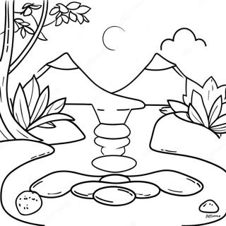 Halaman Mewarna Meditasi Taman Zen 93097 32593