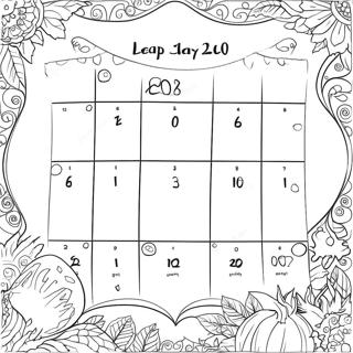 Halaman Mewarna Kalendar Tahun Lompat Yang Fantasi 93174-32655
