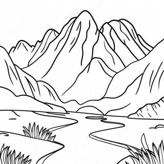 Halaman Mewarna Landskap Gunung Yang Megah 93457-32871