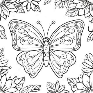 Halaman Mewarna Kupu Kupu Megah Dalam Persekitaran Bunga 94358 33572