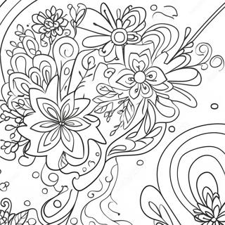 Halaman Mewarna Tie Dye Pelangi Yang Ceria 94824-34125