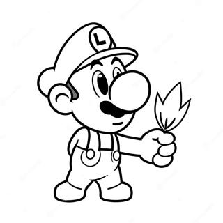 Halaman Mewarna Luigi Memegang Bunga Api 9489 2713