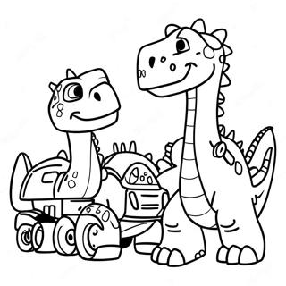 Halaman Mewarna Watak Dinotrux Yang Mesra 95720 34869