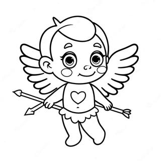 Cupid Comel Dengan Anak Panah Hati Halaman Mewarna 95999-35078