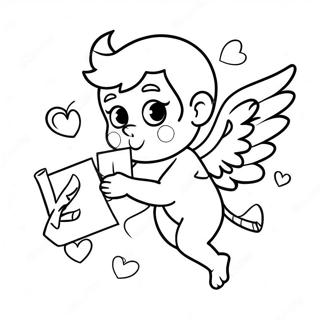 Cupid Romantik Dengan Surat Cinta Halaman Mewarna 96002-35090