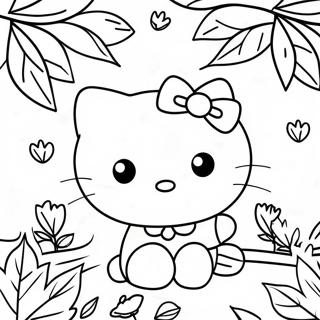 Halaman Mewarna Hello Kitty Dengan Daun Musim Luruh 96080 35151