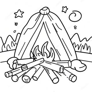 Halaman Mewarna Api Unggun Yang Selesa Di Bawah Bintang 96181 35220