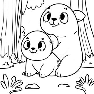 Halaman Mewarna Grizzy Dan Lemmings Di Dalam Hutan 96390 35386