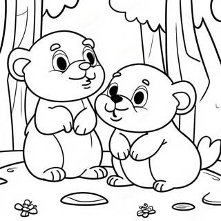 Halaman Mewarna Grizzy Dan Lemmings Di Dalam Hutan 96390 35388