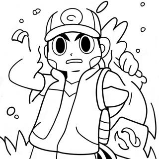 Halaman Mewarna Ash Pokemon Trainer Dalam Pertempuran 96595-35544