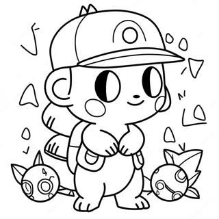 Halaman Mewarna Ash Yang Berani Dengan Pokeball 96596-35546