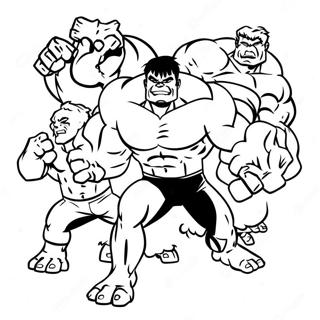 Halaman Mewarna Hulk Bersama Kawan Kawan 9673-1881