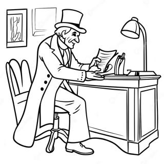 Gambar Mewarna Ebenezer Scrooge Di Pejabatnya 96752 35672