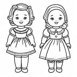 Halaman Mewarna Anak Patung Kertas Vintage 96956-35996