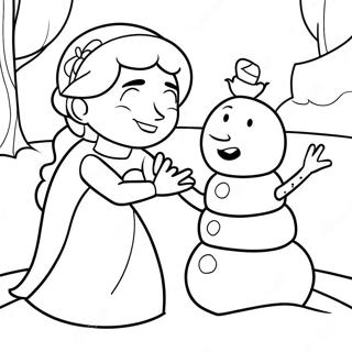 Halaman Mewarna Elsa Membina Manusia Salji 97547 36453