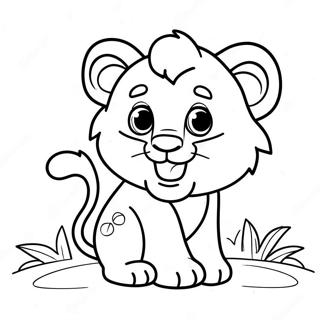 Halaman Mewarna Anak Singa Comel Bermain 9765-2654
