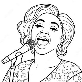 Halaman Mewarna Beyonce Menyanyi Ke Mikrofon 97675-36642