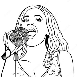 Halaman Mewarna Beyonce Menyanyi Ke Mikrofon 97675-36643