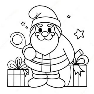 Halaman Mewarna Santa Claus Anime Dengan Hadiah 97829 36803