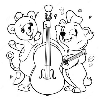 Halaman Mewarna Haiwan Bermain Alat Muzik 97934 36887
