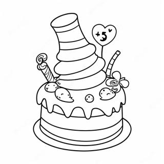 Halaman Mewarna Kek Hari Lahir Dr Seuss Yang Berwarna Warni 98496-37318