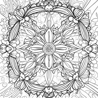 Halaman Mewarna Bentuk Kaleidoskop Simetri 98806-37567