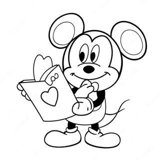 Halaman Mewarna Mickey Mouse Memegang Kad Valentine 99137 37822