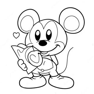 Halaman Mewarna Mickey Mouse Memegang Kad Valentine 99137 37824